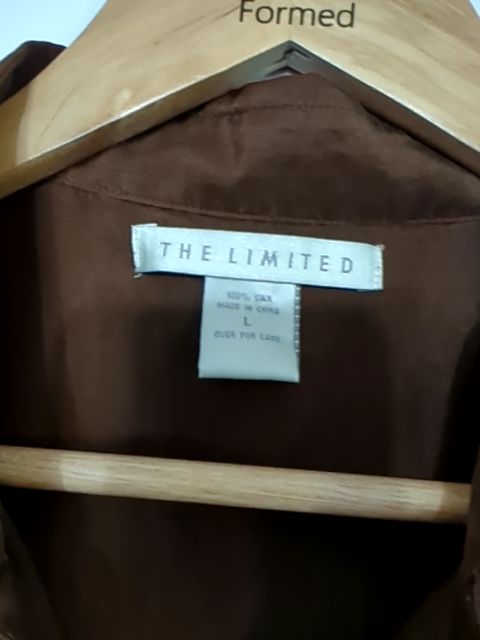 Vintage Clothing 100% silk brown button up, L