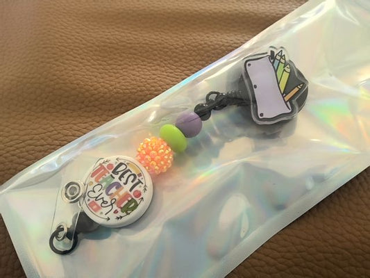 Acrylic Badge Reel with Beads Grace's bead Shop