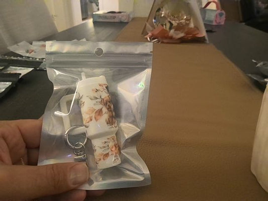 White Tumbler Keychain Grace's bead Shop