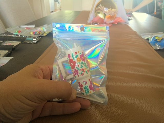 White Tumbler Keychain Grace's bead Shop