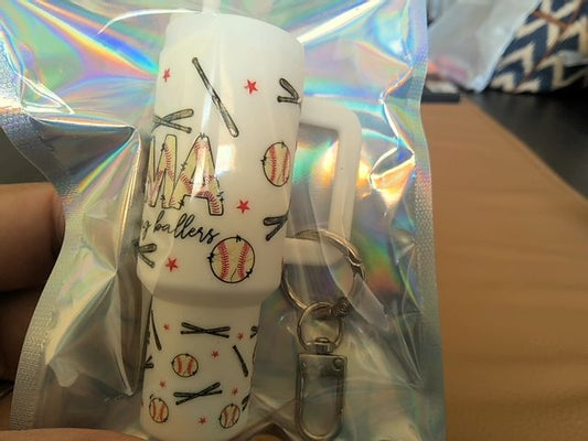 White Tumbler Keychain Grace's bead Shop