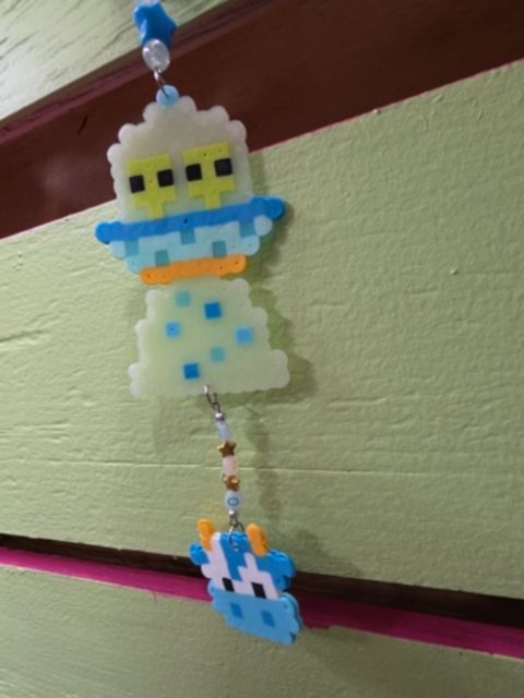 Multi- glow in the dark Handmade Hanging perler xl