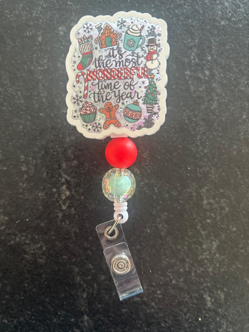 Acrylic Badge Reel with Beads Grace's bead Shop, Grace's bead Shop