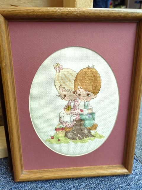 Kids w/ strawberry cross stich