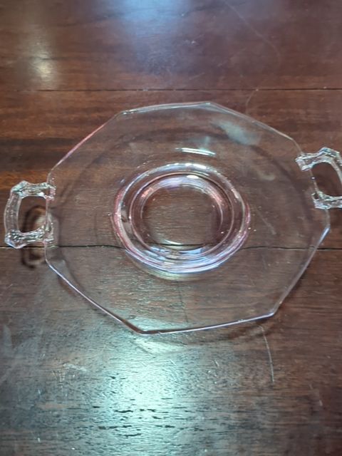 Pink depression glass plate, Found & Formed