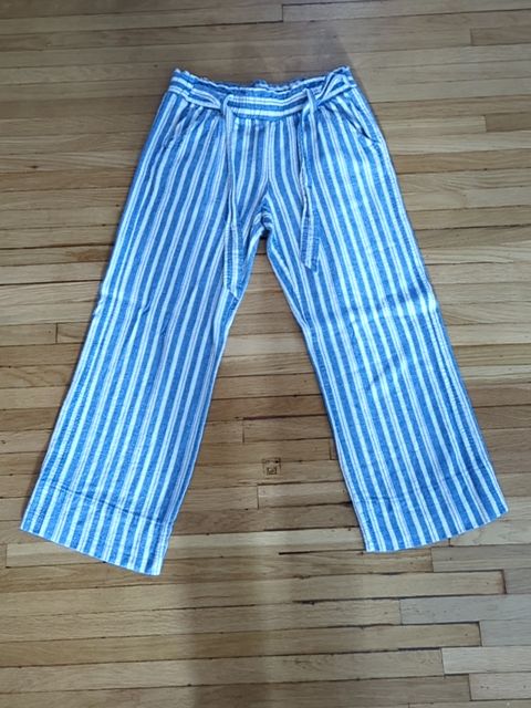 Modern Clothing Blue striped linen pants, M
