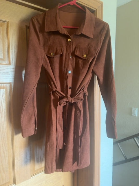 Brown with Belt  Dress, Medium