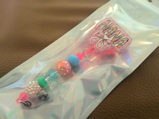 Acrylic Badge Reel with Beads Grace's bead Shop