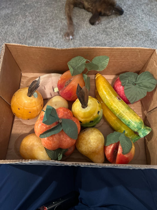 Vintage Stone Marble Alabaster Assorted Fruit