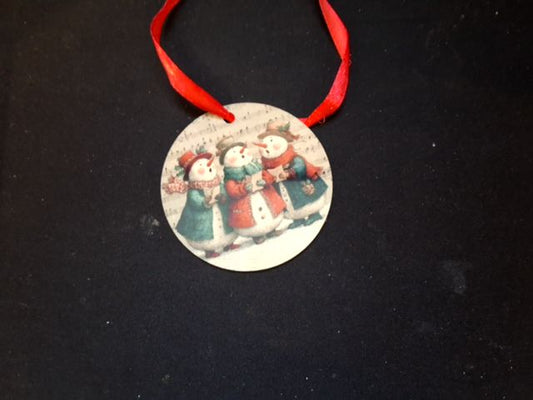 White Christmas ornament Singing Snowman, 3"