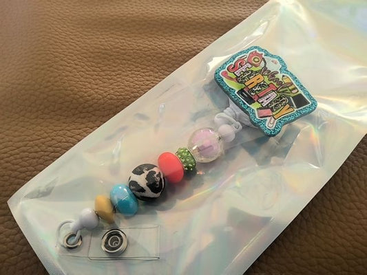 Acrylic Badge Reel with Beads Grace's bead Shop