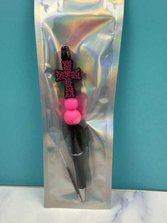 Cancer Ribbon  Beaded Pen