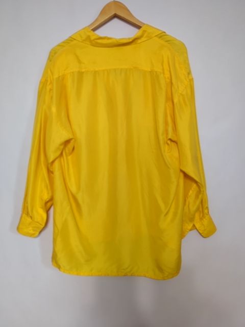 Vintage Clothing 100% silk yellow button up, M