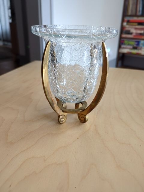 Brass and glass candle holder