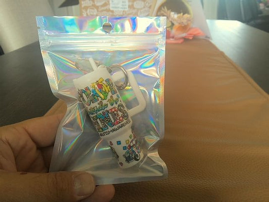 White Tumbler Keychain Grace's bead Shop