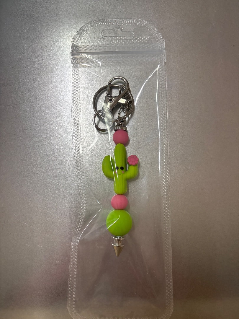 pink/green cactus beaded keychain Amira’s dog treats
