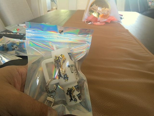White Tumbler Keychain Grace's bead Shop