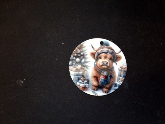 Blue Christmas ornament Blue cow (3), 3"