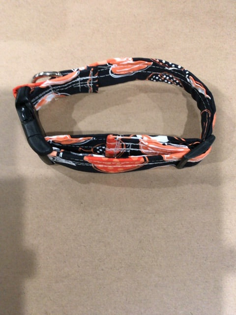 Black with pumpkins  Dog collar, Medium