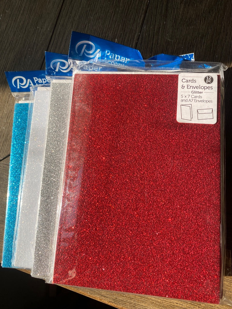 Multiple Colors Paper Accents Cards & Envelopes - Glitter, 5”x7”