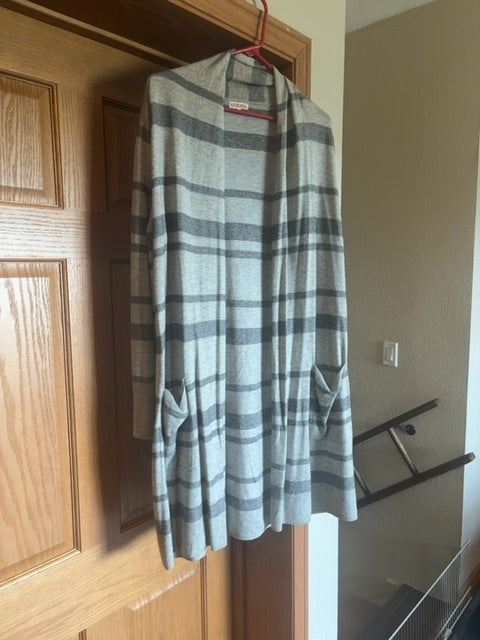 Grey Stripes Merona Cardigan, Large
