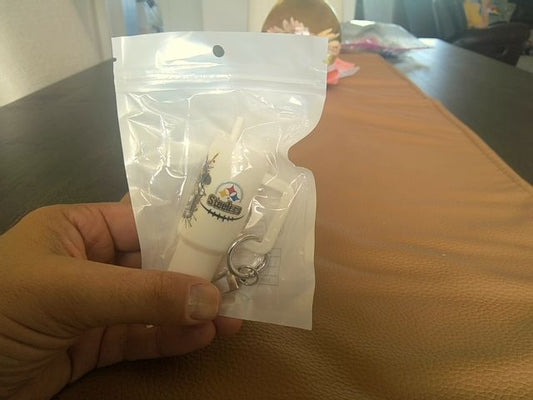 White Tumbler Keychain Grace's bead Shop