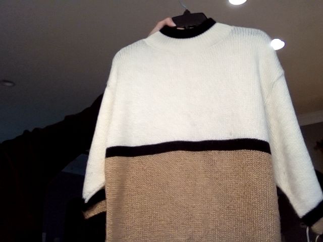 White/Tan with black stripe Garland Sweater
