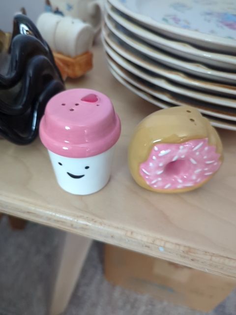 Donut and coffee salt and pepper shaker