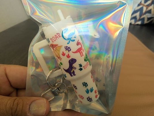 White Tumbler Keychain Grace's bead Shop