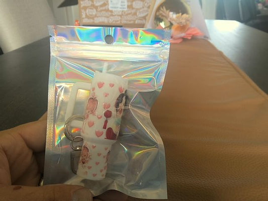 White Tumbler Keychain Grace's bead Shop