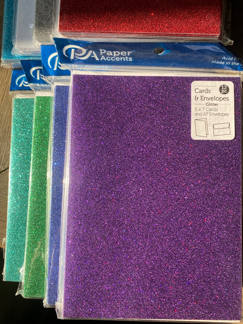 Multiple Colors Paper Accents Cards & Envelopes - Glitter, 5”x7”