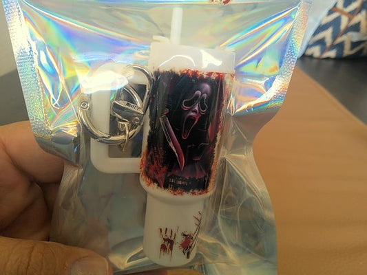 White Tumbler Keychain Grace's bead Shop