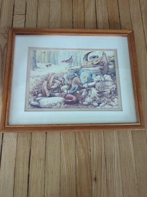 Mushroom and Bird famed art