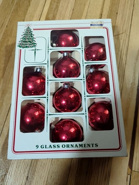 9 Red Glass Ornaments