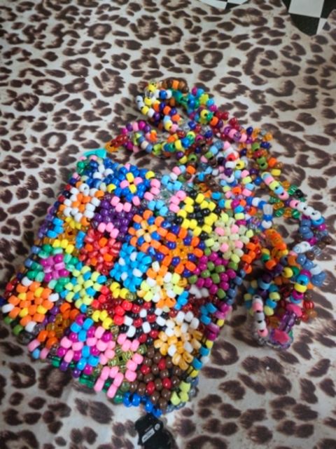 Multi Handmade Kandi granny square Purse