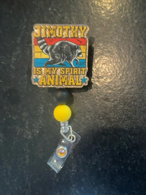 Acrylic Badge Reel with Beads Grace's bead Shop,Yellow, Grace's bead Shop