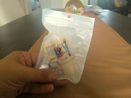 White Tumbler Keychain Grace's bead Shop