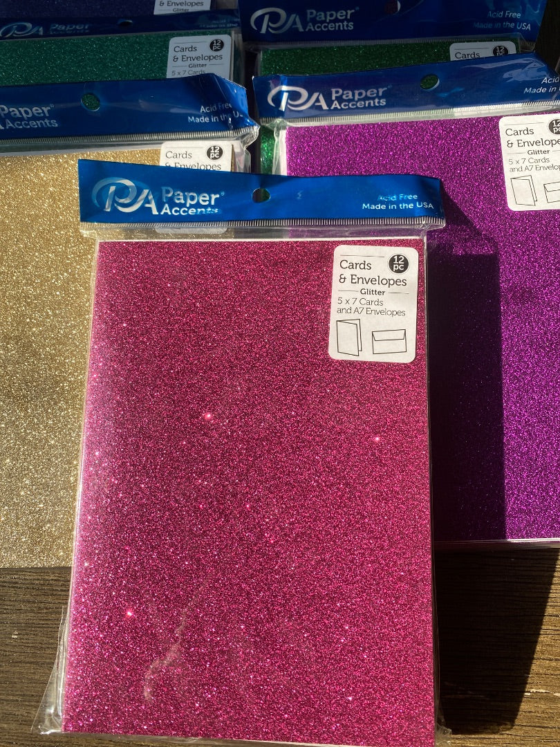 Multiple Colors Paper Accents Cards & Envelopes - Glitter, 5”x7”