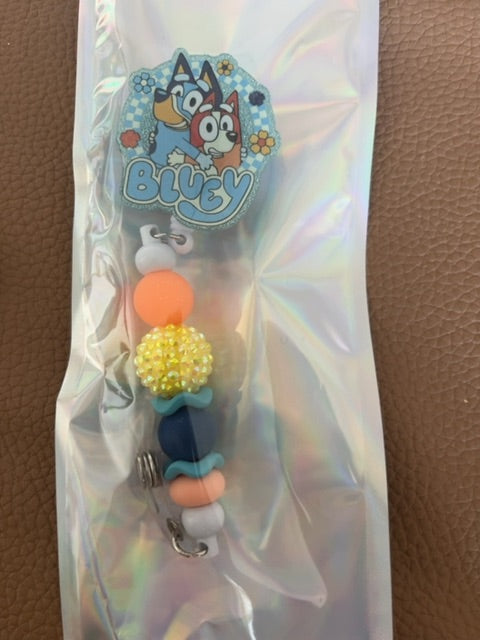 White Acrylic Badge Reel with Beads Grace's bead Shop