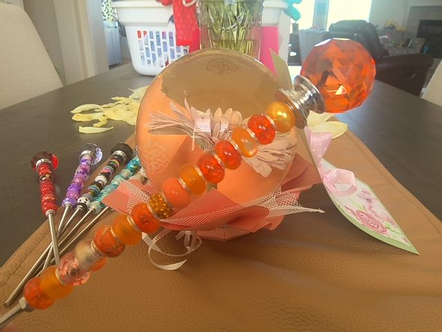 Orange Garden Stake Grace's bead Shop