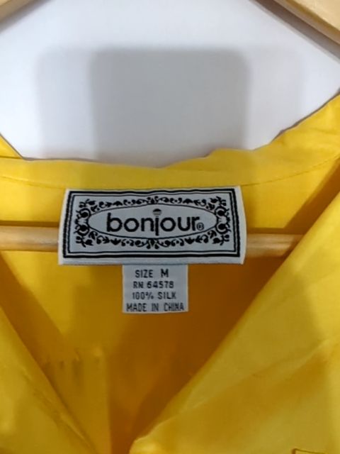 Vintage Clothing 100% silk yellow button up, M