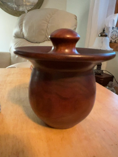 Walnut  Hand-crafted wooden lidded jar, 5”