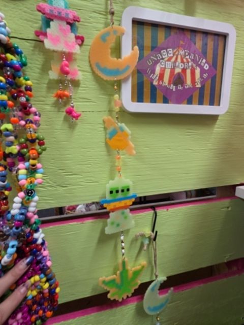 Multi- glow in the dark Handmade Hanging perler xl