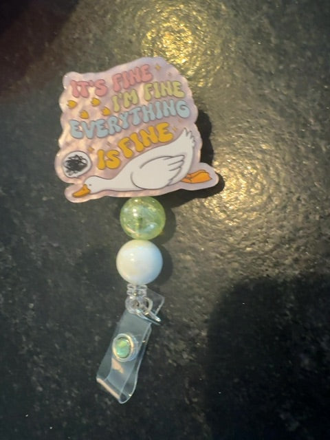 Acrylic Badge Reel with Beads Grace's bead Shop,Green, Grace's bead Shop