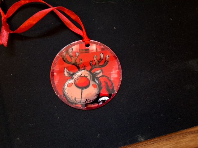 Red Christmas ornament Moose (4), 3"