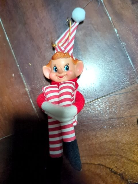 Vintage Knee Hug Elf ornament