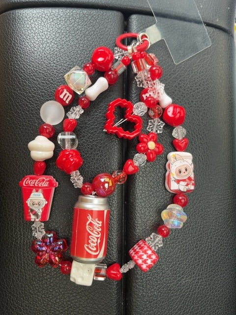 Red Large phone charm Grace's bead Shop