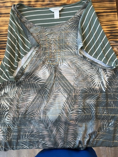Green/White CJ banks Blouse, 1X