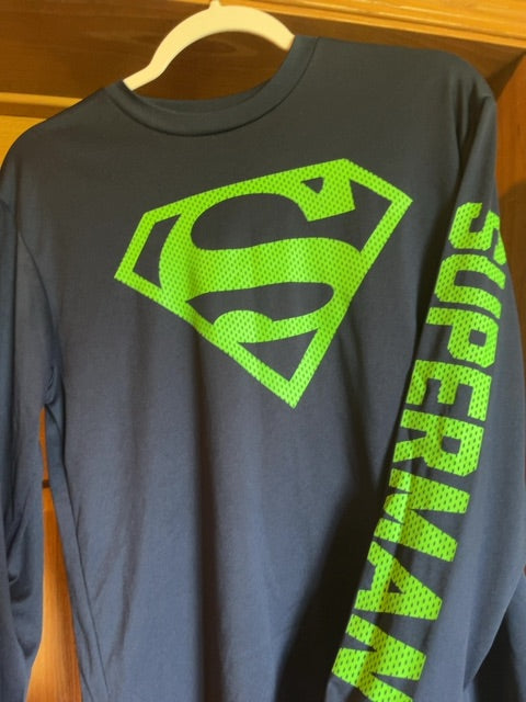 Navy SUPERMAN Long sleeve shirt, Youth Large