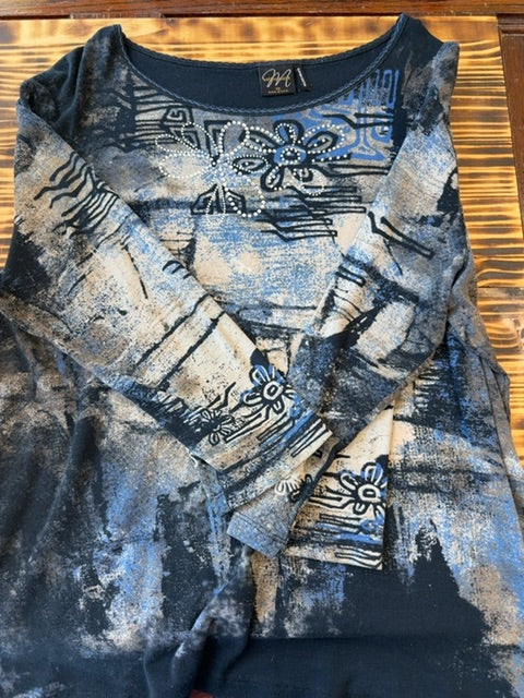 Navy Katina Marie Blouse, 1X
